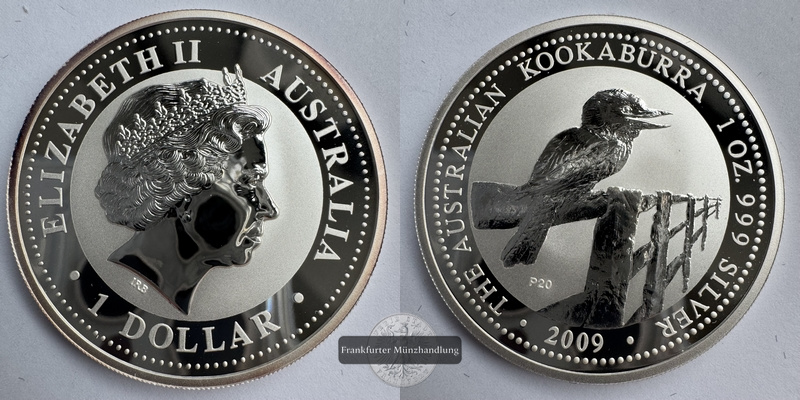  Australien. 1 Dollar 2009 Kookaburra FM-Frankfurt KM#1285 Feinsilber: 31,1g   