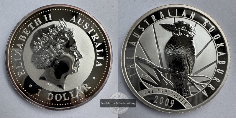  Australien. 1 Dollar 2009 Kookaburra FM-Frankfurt KM#1296 Feinsilber: 31,1g   