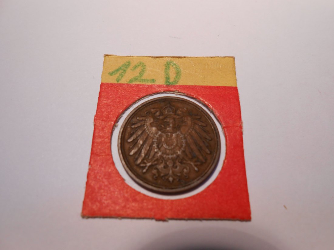  P7. Kaiserreich 1 Pfennig 1912 D   