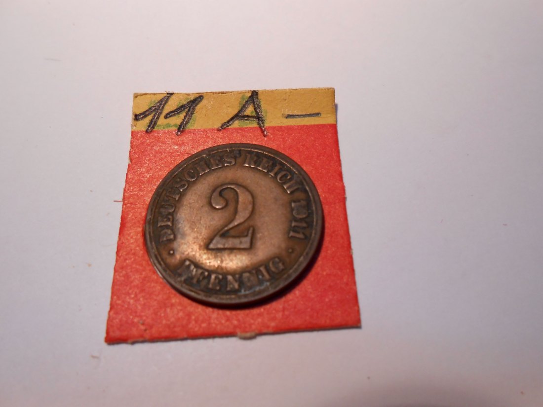  P9. Kaiserreich 2 Pfennig 1911 A   