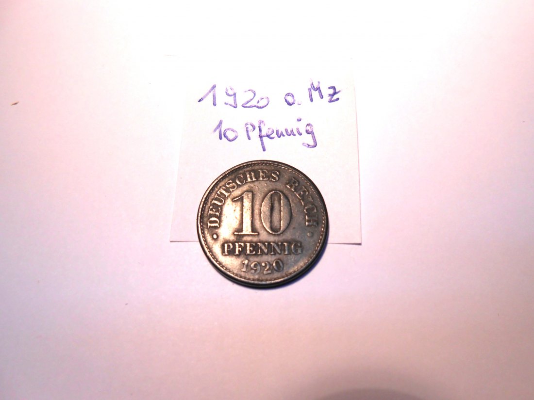  P10. 10 Pfennig 1920 ohne Münzzeichen   