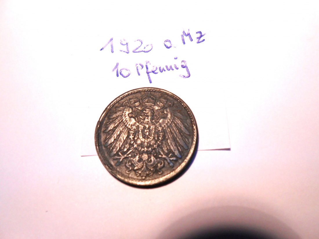  P10. 10 Pfennig 1920 ohne Münzzeichen   