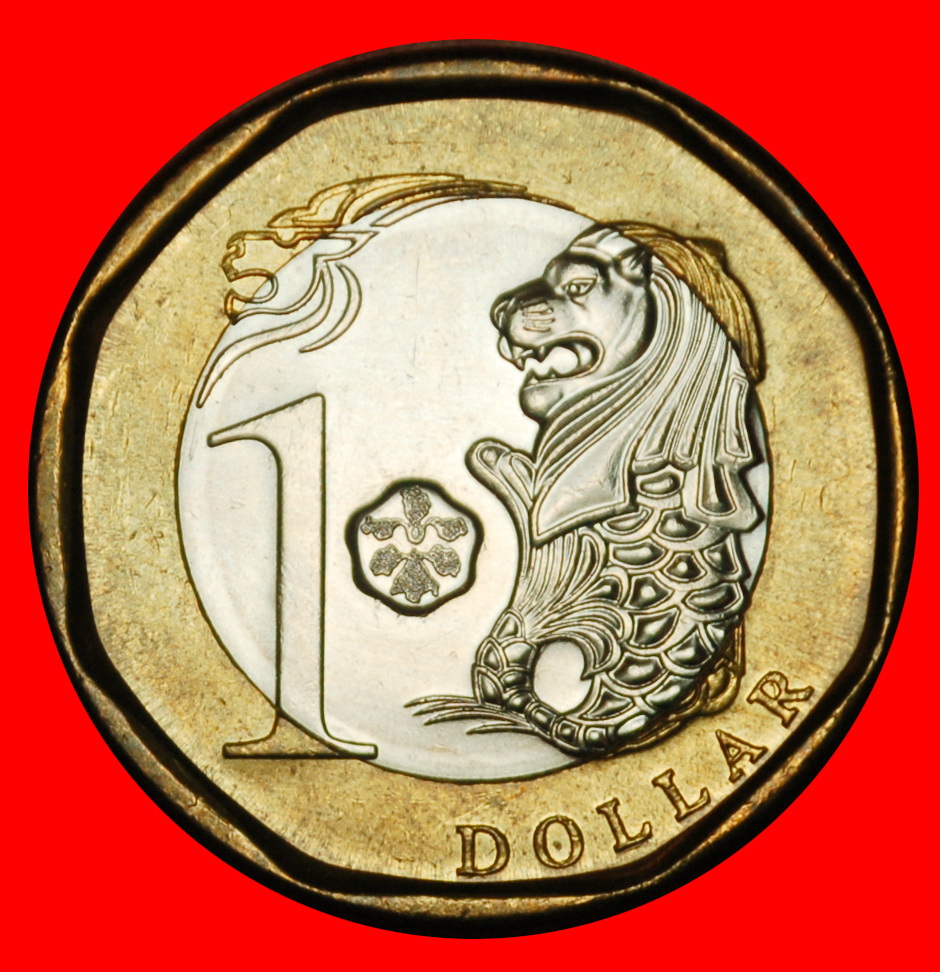  Ⰶ CANADA (2013-2019): SINGAPORE★1 DOLLAR 2017 LION and FISH UNC MINT LUSTRE★LOW START! ★ NO RESERVE!   