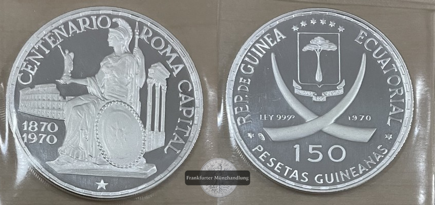  Äquatorialguinea  150 Pesetas  1970  FM-Frankfurt/M  Feingewicht: 30g  Silber  PP   