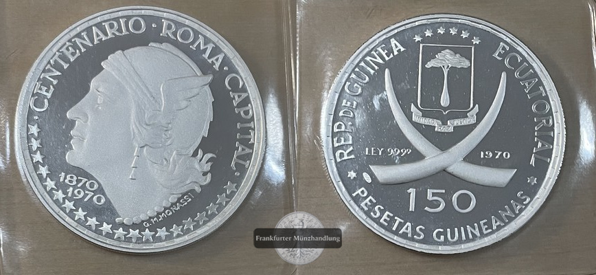  Äquatorialguinea  150 Pesetas  1970  FM-Frankfurt/M  Feingewicht: 30g  Silber  PP   