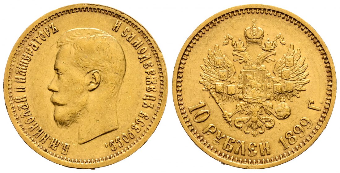 PEUS 2296 Russland 7,74 g Feingold. Zar Nikolaus II. (1894 - 1917) 10 Rubel GOLD 1899 АГ AR Sehr schön