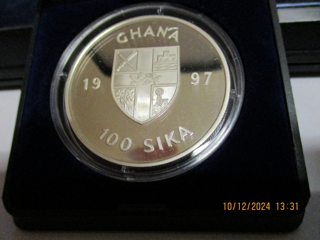  100 Sika 1997 Ghana Meeresmotiv Silbermünze /7   