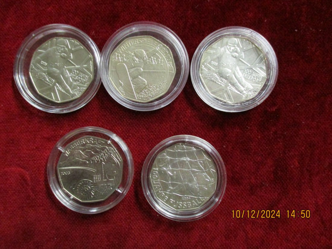  5 x 5 Euro Österreich Silbermünzen 800er Silber /J1   