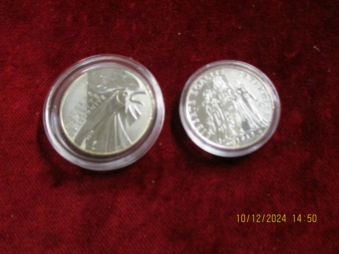  2 x 10 Euro Frankreich Silbermünzen 333er Silber /J2   