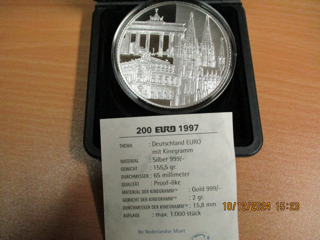  200 Euro 1997 Deutschland Euro mit Kinegramm + Zertifikat und Münzbox   