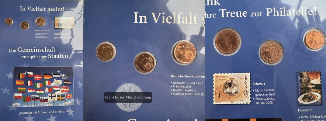  Deutschland 1, 2 & 5 Cent 2005 A (Numisblatt) FM-Frankfurt   