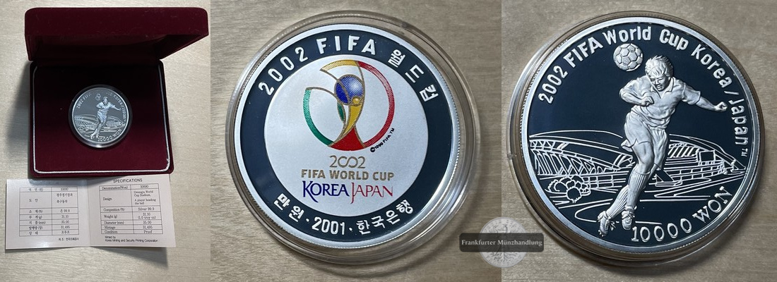  Südkorea. 10.000 Won 2002 FIFA 2002  FM-Frankfurt  Feingewicht: 31,0689g   