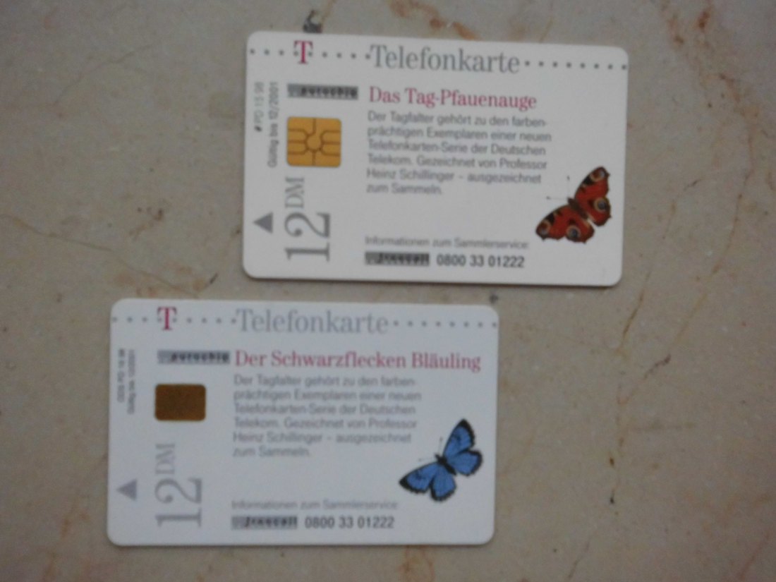  Deutschland: 2 Telefonkarten Serie Schmetterlinge (1998), s.u.   