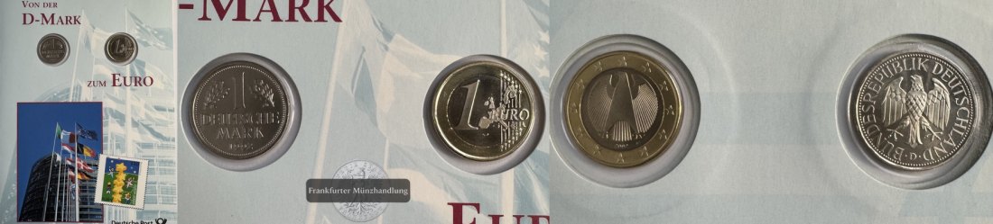  Deutschland 1 Euro (2002) & 1 D-Mark (1992) Deutsche Post FM-Frankfurt   