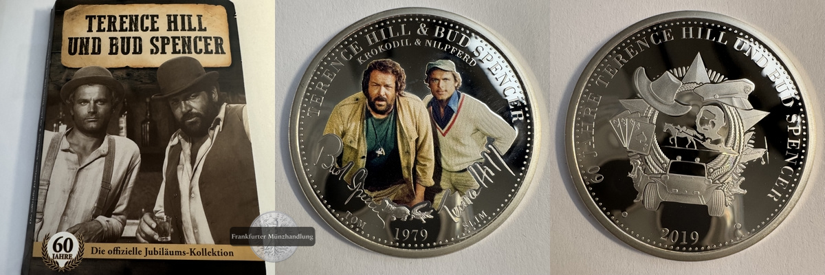  Deutschland 60 Jahre Terence Hill & Bud Spencer Silber-Medaille 2019 FM-Frankfurt Feinsilber: 4,88g   