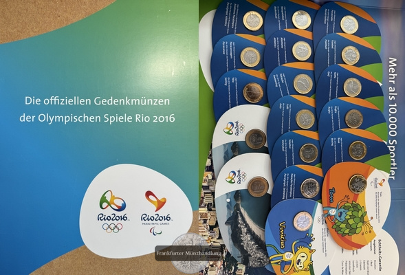  Brasilien 18x 1 Real Gedenkmünzen der Olympischen Spiele Rio 2016 Set FM-Frankfurt   