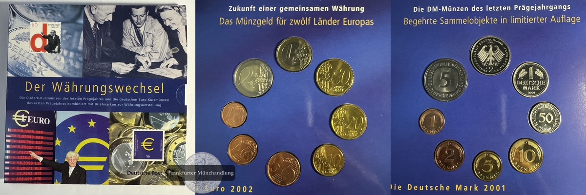  Deutschland D-Mark (2001) und Euro (2002) Währungswechsel FM-Frankfurt   