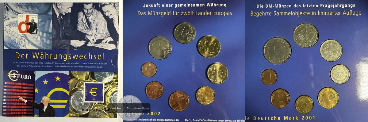  Deutschland D-Mark (2001) und Euro (2002) Währungswechsel FM-Frankfurt   