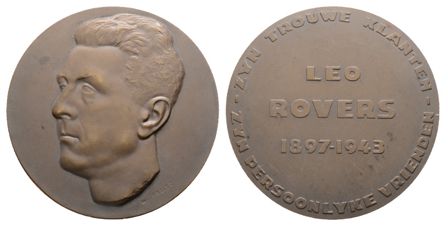  Leo Rovers, Medaille 1943; Bronze, 117,19 g; Ø 70,5 mm   