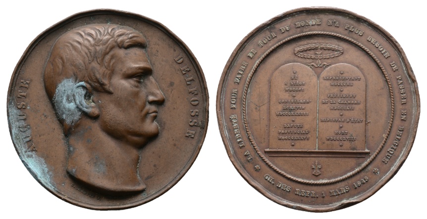  Auguste Delfosse; Bronzemedaille; mit Grünspan, 96,04 g; Ø 60 mm   