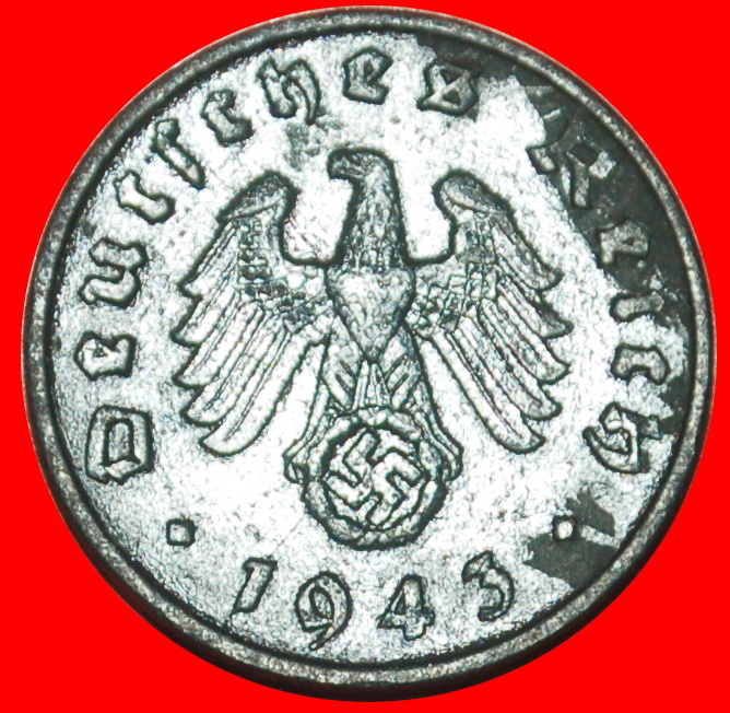  Ⰶ SWASTIKA 1940-1945: GERMANY ★1 REICHSPFENNIG 1943D BAVARIA! 3 REICH 1933-★ LOW START ★ NO RESERVE!   