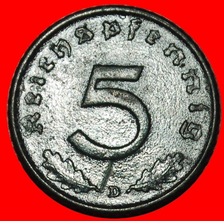  Ⰶ SWASTIKA 1940-1944: GERMANY ★ 5 PFENNIGS 1944D BAVARIA! 3 REICH 1933-1945★ LOW START ★ NO RESERVE!   