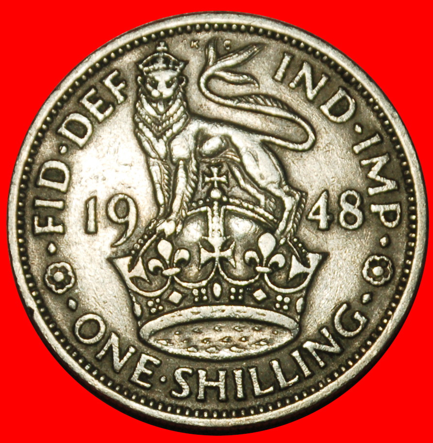  Ⰶ ENGLISH CREST (1937-1952): GREAT BRITAIN ★ 1 SHILLING 1948 WITH INDIA! ★LOW START ★ NO RESERVE!   