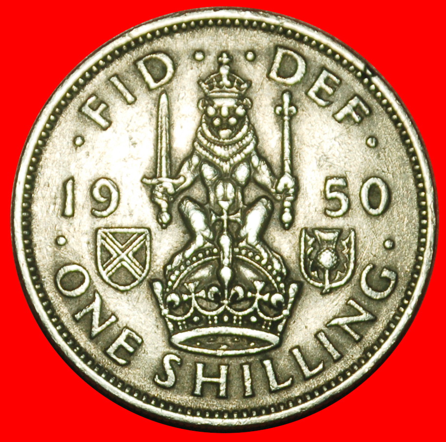  Ⰶ SCOTTISH CREST (1949-1951):  GREAT BRITAIN ★ 1 SHILLING 1950 WITHOUT INDIA★LOW START ★ NO RESERVE!   