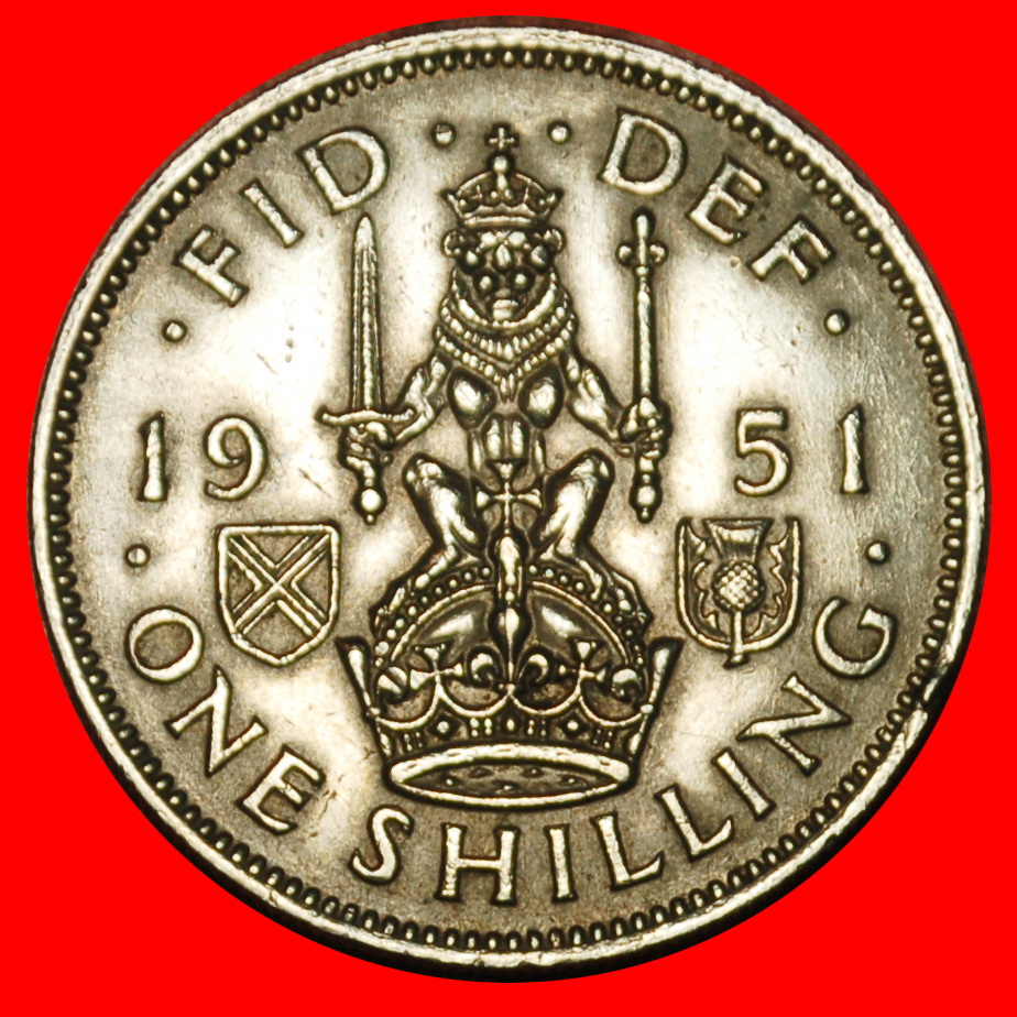  Ⰶ SCOTTISH CREST (1949-1951):  GREAT BRITAIN ★ 1 SHILLING 1951 WITHOUT INDIA★LOW START ★ NO RESERVE!   