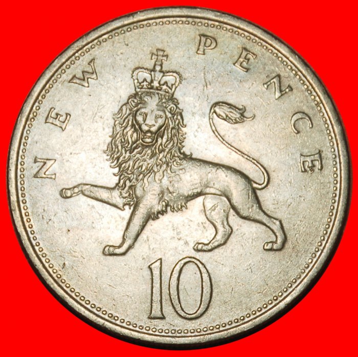  Ⰶ LÖWE (1968-1981): GROSSBRITANNIEN ★ 10 NEU PENCE 1973! ★ELISABETH II. (1953-2022)★OHNE VORBEHALT!   