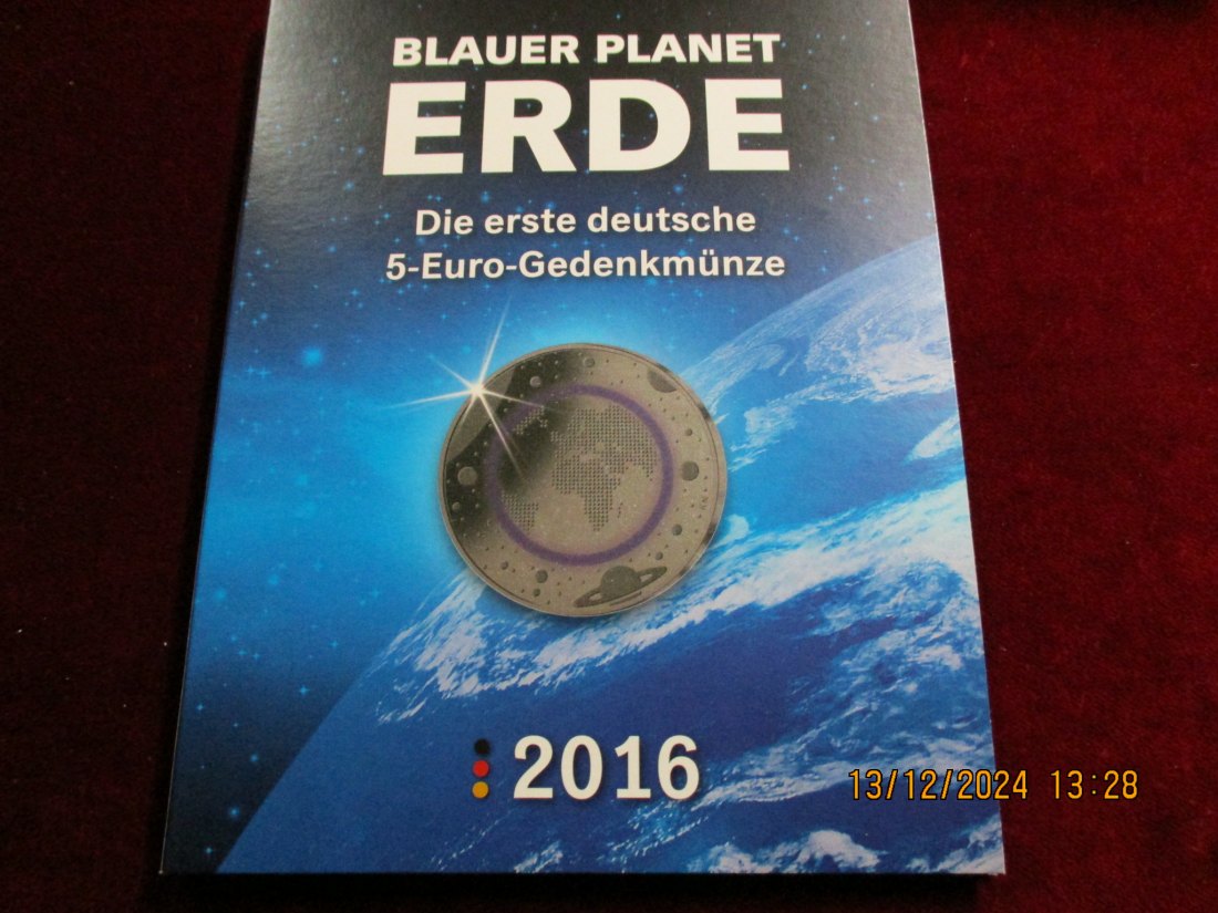  5 x 5 Euro Blauer Planet 2016 im Blister Prägestätten A - D -F -G - J   