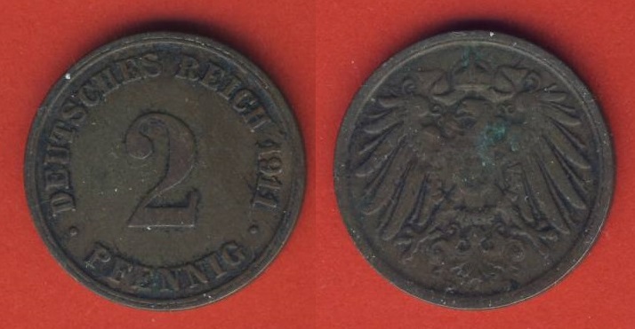  Kaiserreich 2 Pfennig 1911 D   