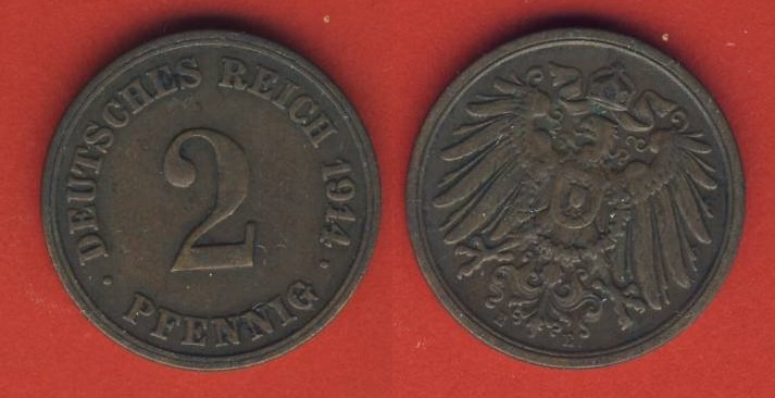  Kaiserreich 2 Pfennig 1914 E   