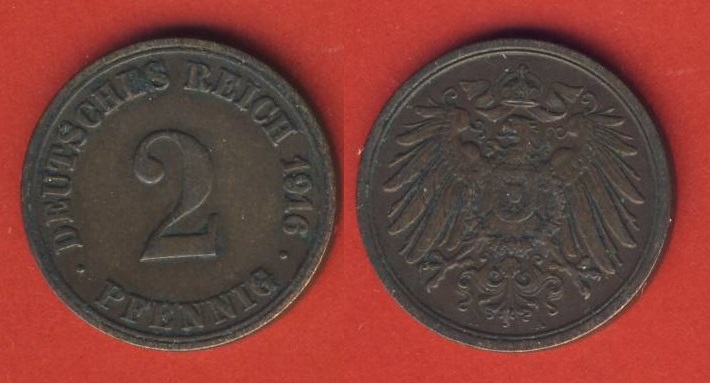  Kaiserreich 2 Pfennig 1916 A   