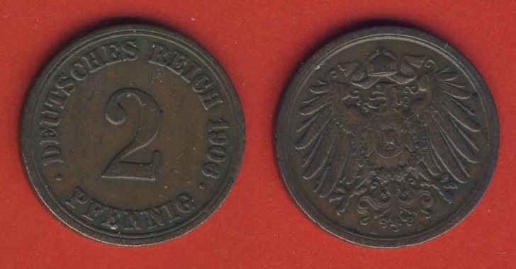  Kaiserreich 2 Pfennig 1906 A   