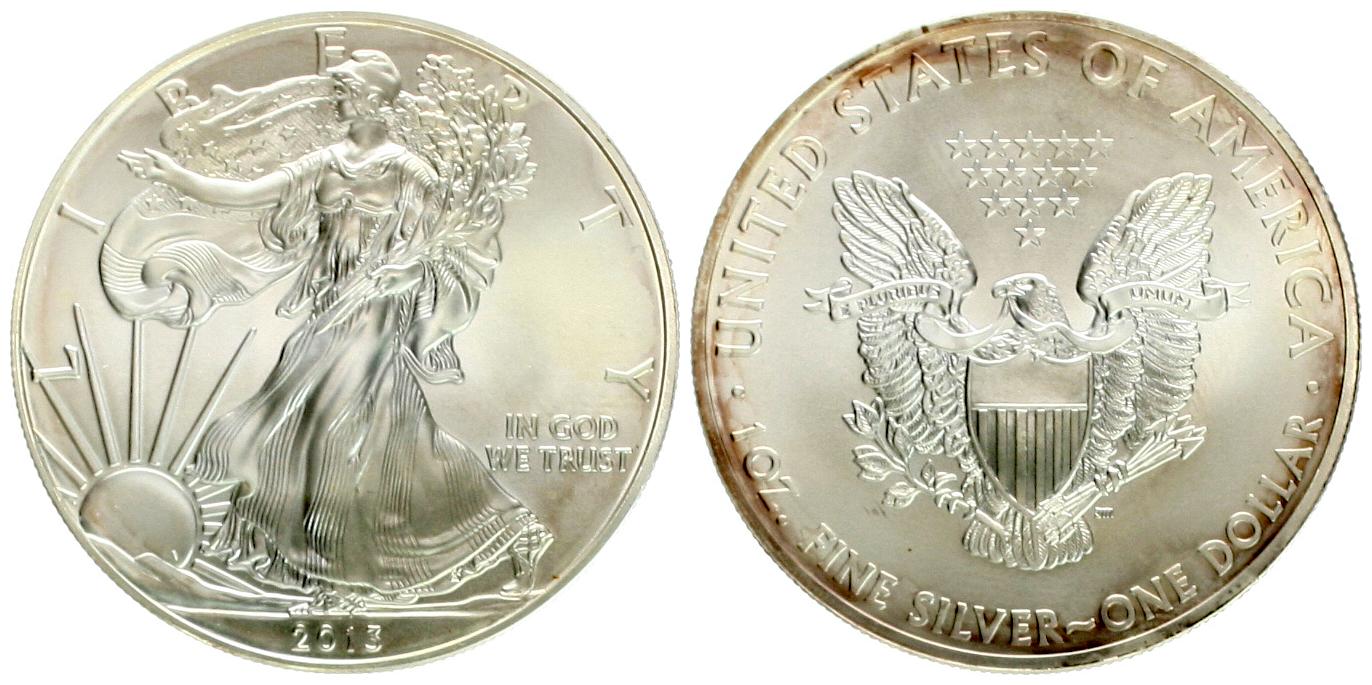  USA: 1 Dollar 2013, Walking Liberty/Silver Eagle, 1 Unze Feinsilber (31,1 gr)!! TOP-Qualität!   