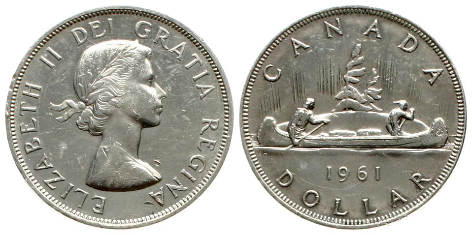  Canada: Elisabeth II., 1 Dollar 1961, 23,30 gr, 800er  Silber 18,64 gr. FEINsilber!   