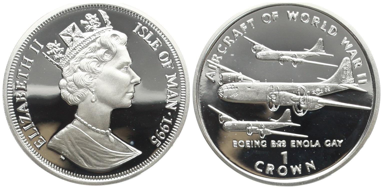  Isle of Man: Elisabeth II., 1 Crown 1994, Luftwaffe 2. Weltkrieg KM#517a, 28,28 gr. 925 er Silber   