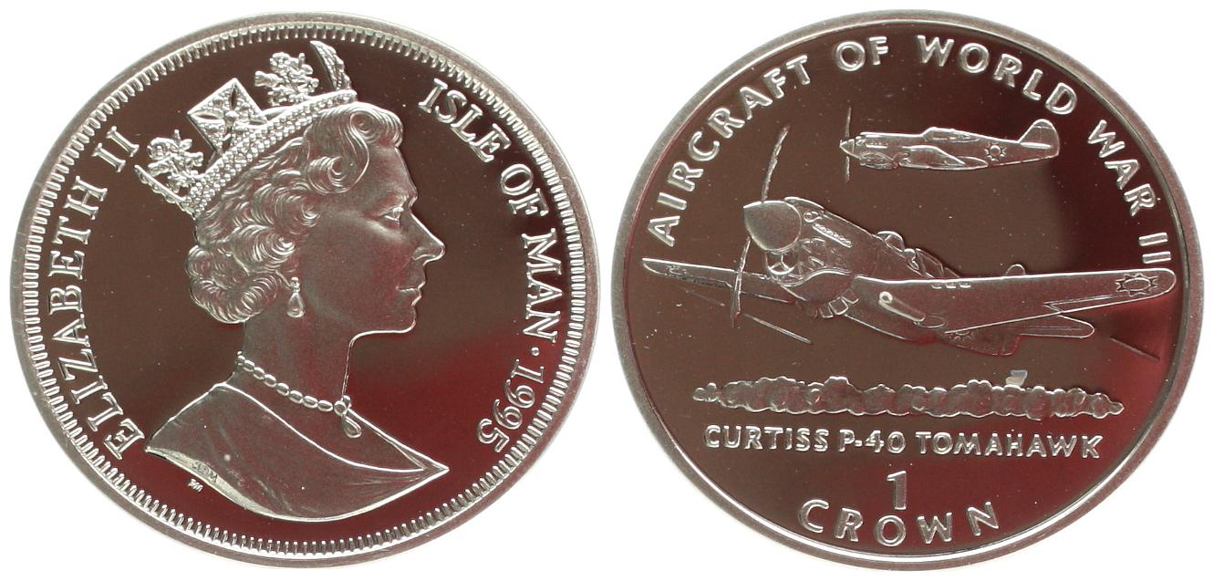  Isle of Man: Elisabeth II., 1 Crown 1995, Luftwaffe 2. Weltkrieg KM#520a, 28,28 gr. 925 er Silber   