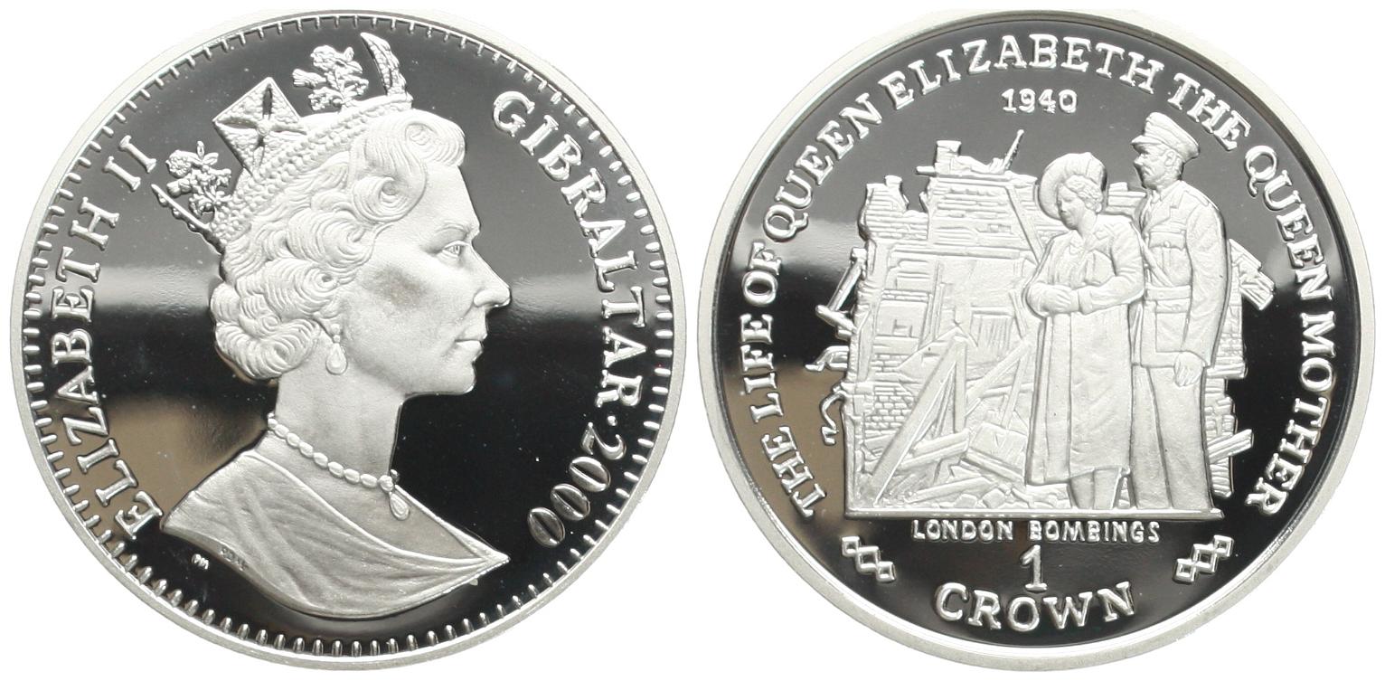  Gibraltar: Elisabeth II., 1 Crown 1994, 2. Weltkrieg, Georg VI., KM# 875a, 28,28 gr. 925 er Silber   