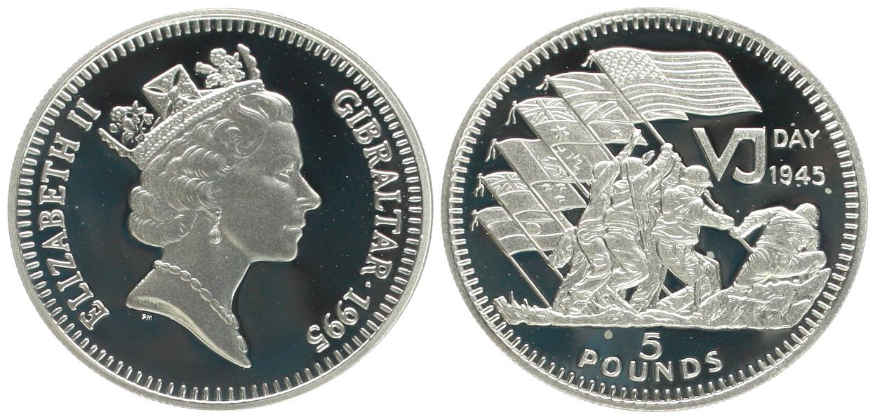  Gibraltar: Elisabeth II., 1 Crown 1994, 2. WK, D-Day, SELTEN!! KM# 335a, 28,28 gr. 925 er Silber   