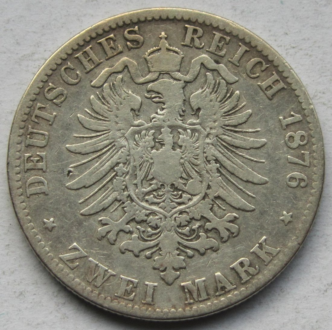  Kaiserreich: Bayern, 2 Mark Ludwig II. (Jaeger 41), 1876   