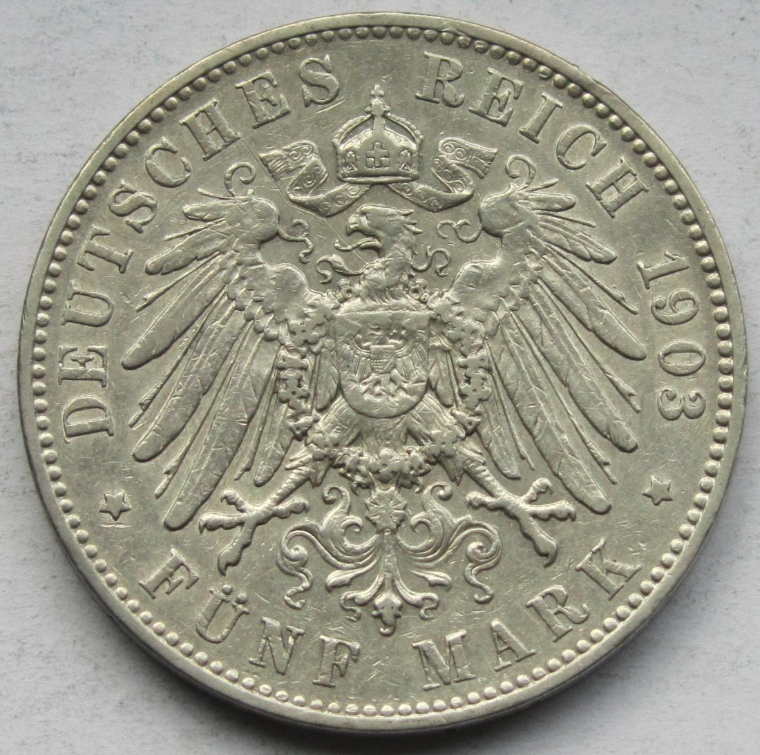  Kaiserreich: Sachsen, 5 Mark Georg (Jaeger 130), 1903   