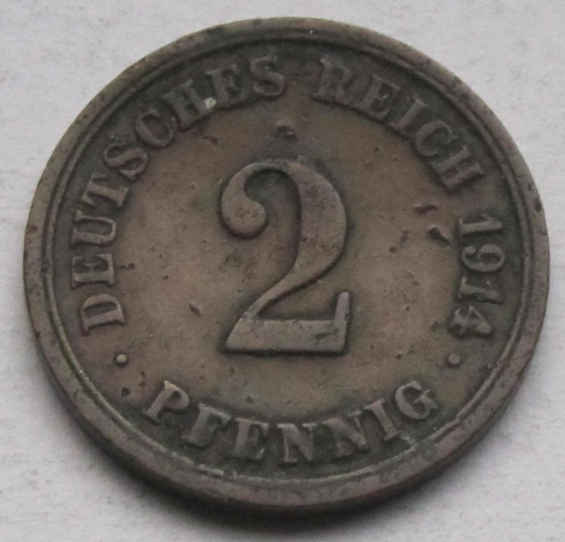  Kaiserreich: 2 Pfennig 1914 F   