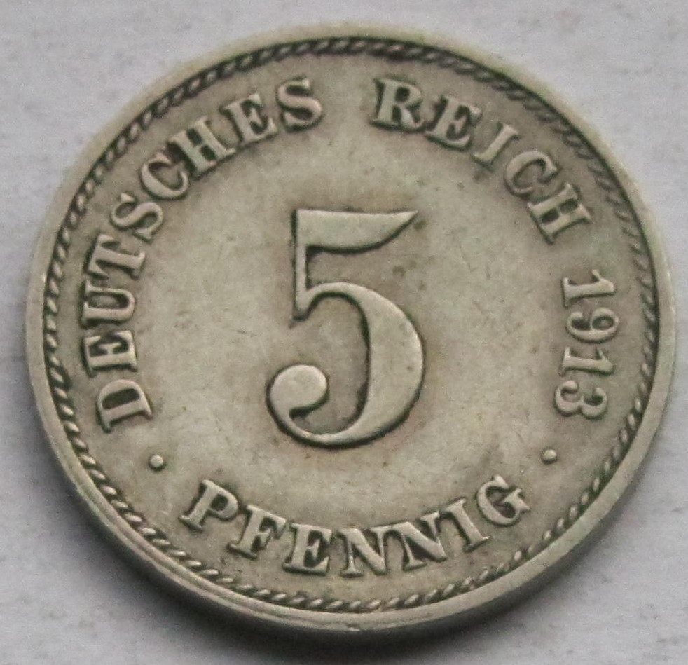  Kaiserreich: 5 Pfennig 1913 J   