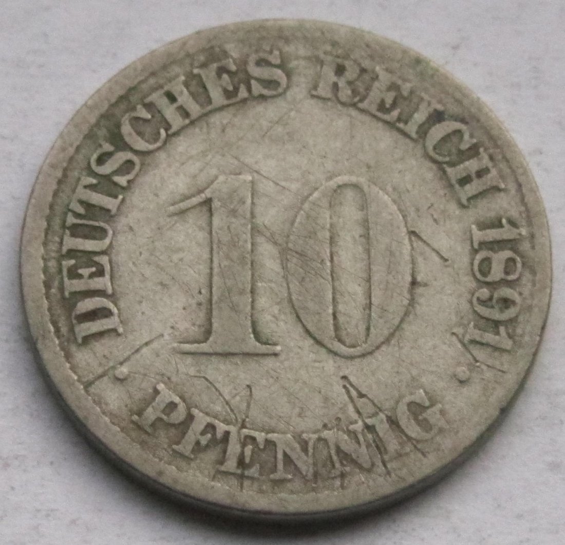  Kaiserreich: 10 Pfennig 1891 G   