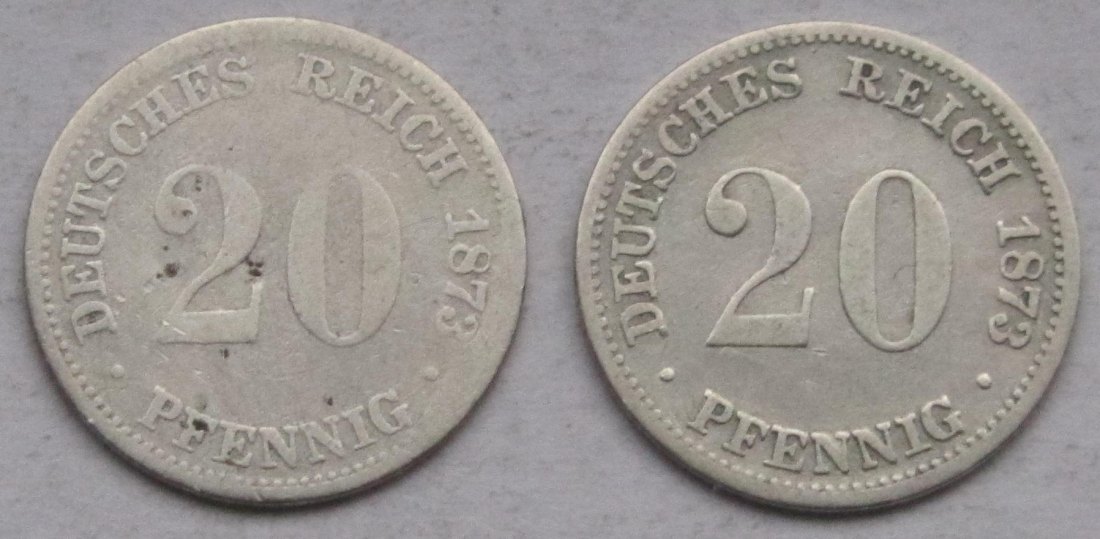  Kaiserreich: 20 Pfennig 1873 B + 1873 C   