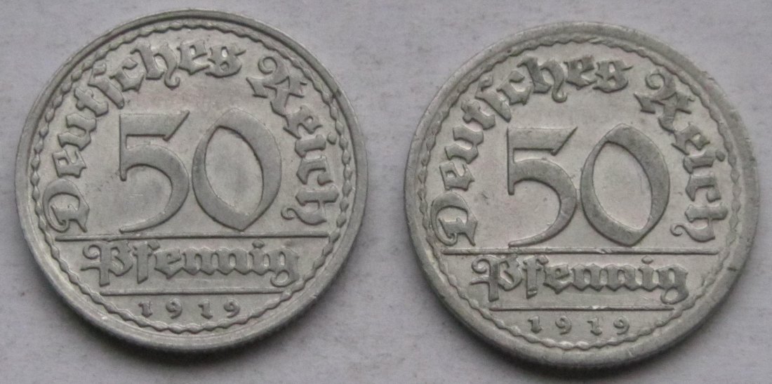  Weimarer Republik: 50 Pfennig 1919 F + J   