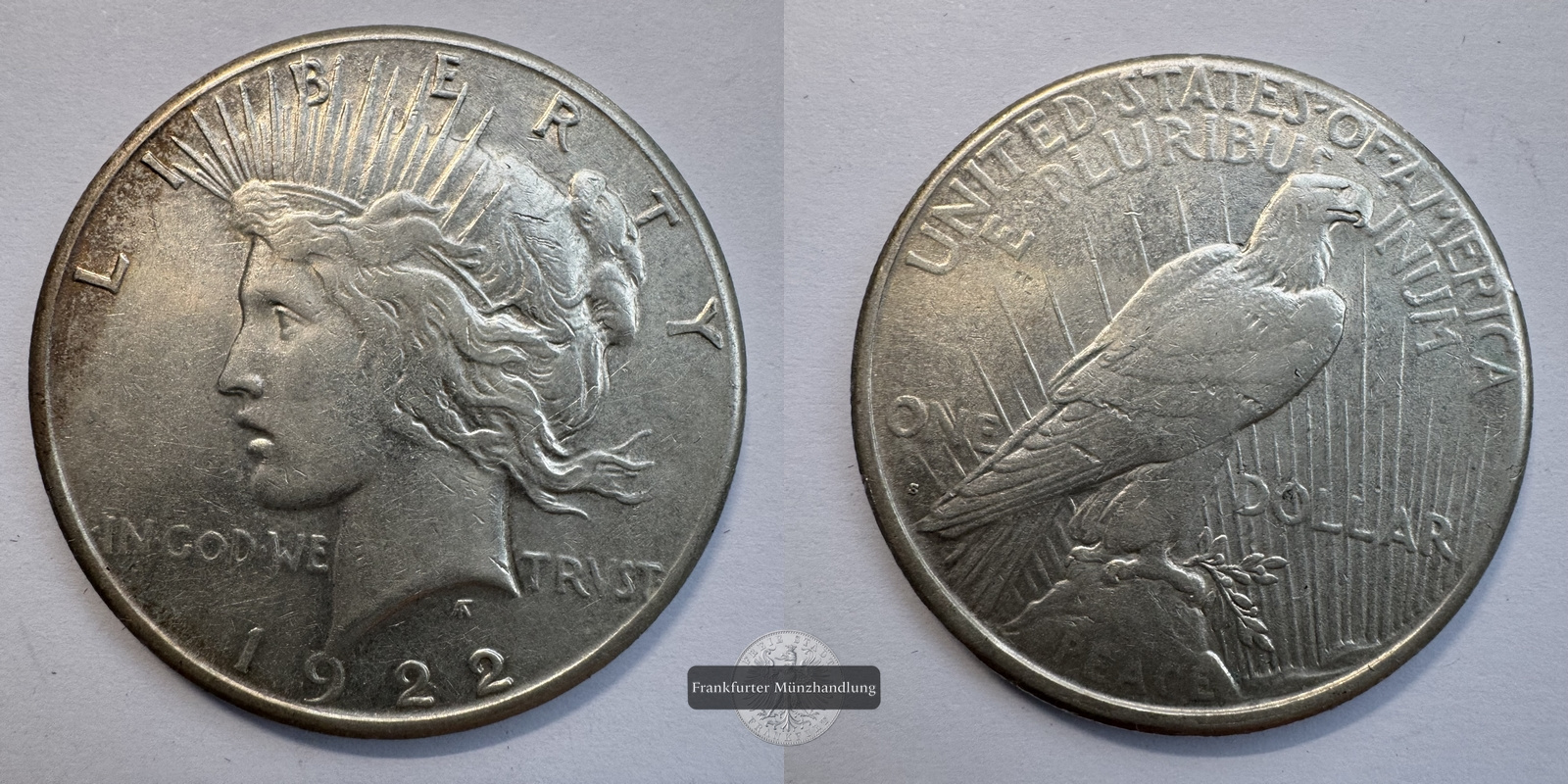  USA 1 Dollar 1922 Peace Dollar FM-Frankfurt KM#150 Feinsilber: 24,057g   