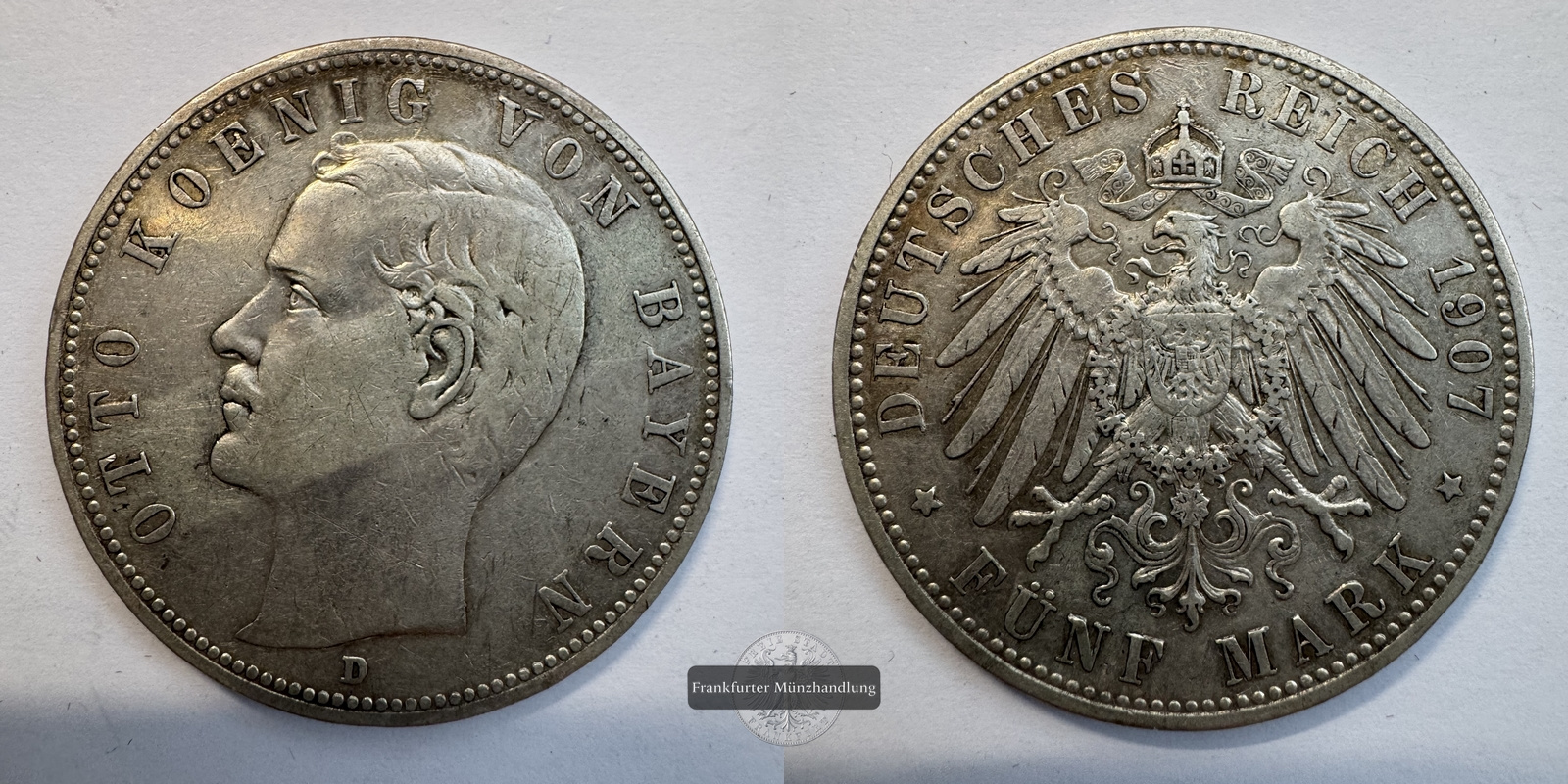  Deutschland Deutsches Kaiserreich 5 Mark 1907 FM-Frankfurt KM#915 Feinsilber: 24,993g   